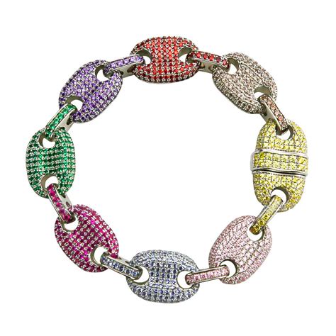 cz diamond multi colored gucci link bracelet|Gucci Link to Love bracelet with diamonds .